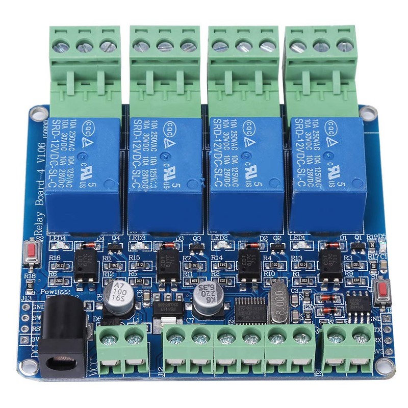 Reliable 4-Channel Relay Module Board with AKLOSIPY 8S103F3 Controller and