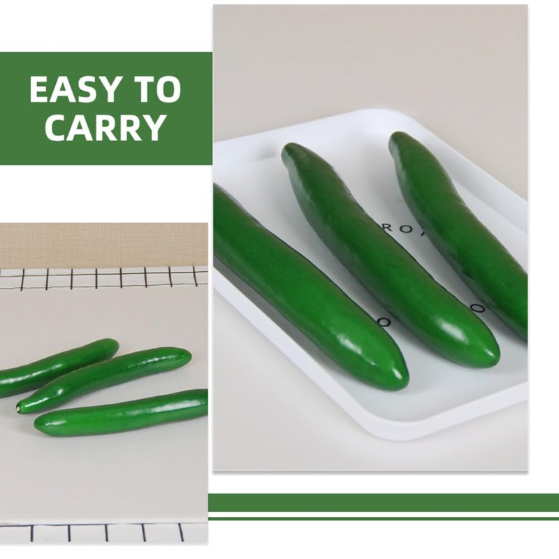 ABOOFAN Artificial Cucumber,4pcs Lifelike Green Cucumber Fake Realistic Plastic Vegetable