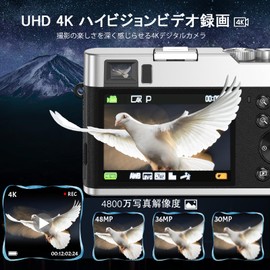 NEZINI 4K Digital Camera, Autofocus, Digital Camera, 48 Megapixels, Vlog Camera, Image Stabilization, Optical Finder, Mode Dial, 16x Zoom, LED Light, DSLR, Compact, Hot Shoe, External Microphone/Flash