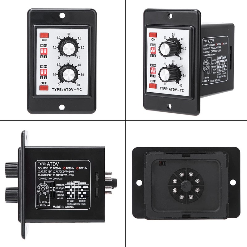 DC12V Twin Timer Relay On Off Knob Control Timer 6S-60M