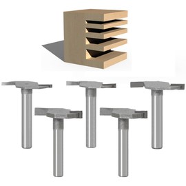 WSOOX Slot Router Bits with 1/4" Shank 5PCS Slotting Cutter Router Bit Set Cutting Heigh:5/64",3/32",1/8",3/16",1/4".