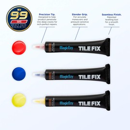 MagicEzy Tile Fix - (Primary Color Kit) - Bathroom Floor Tile Scratch Repair Filler - Easy Crack Repair - Super Strong.
