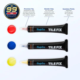 MagicEzy Tile Fix - (Primary Color Kit) - Bathroom Floor Tile Scratch Repair Filler - Easy Crack Repair - Super Strong.