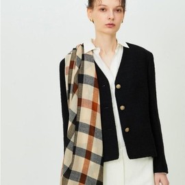 Daks (신세계강남점)DCSC3F110W2 WOOL100% 여성 브라운 하우스체크 울 라이트 머플러 (SHINSEGAE GANGNAM) DCSC3F110W2 WOOL 100% Women's Brown House Check Light Wool Scarf