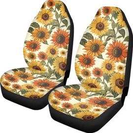 JoyLamoria Car Seat Covers Saddle Blanket Car Front Seat Covers Universal Fits Car Suvs Sedans, Sunflower Blossoms