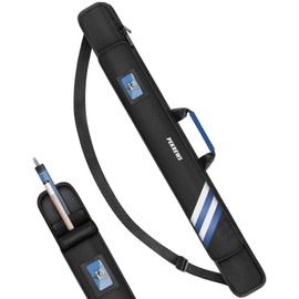 PEKREWS - Estuche para tacos de piscina, suave para piscina, 1 x 1, con capacidad para 1 trasero y 1 eje con bolsillo con cierre en cola, bolsa de billar de poliéster resistente con asa de correa para