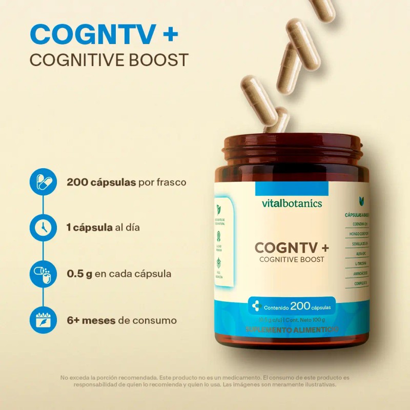 Vital Botanics Suplemento Alimenticio Nootrópico Multivitamínico Mujer Hombre Vitaminas Teanina
