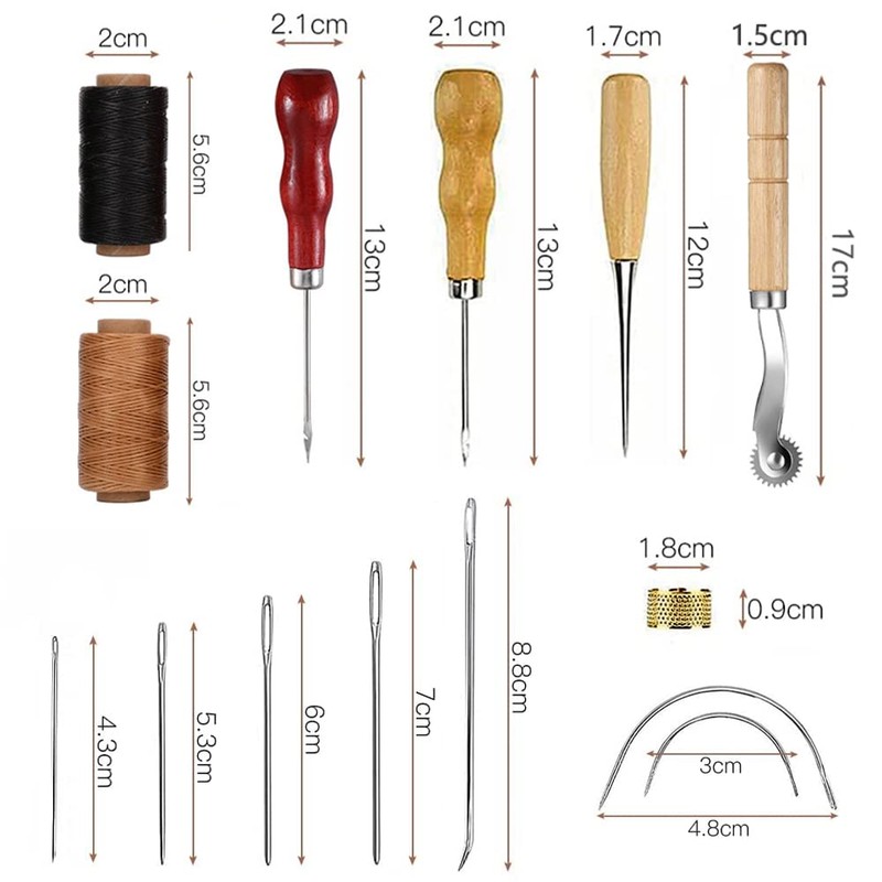 YFFSFDC 14 PCS Leather Technique Leather Tool Set, Hand Sewing