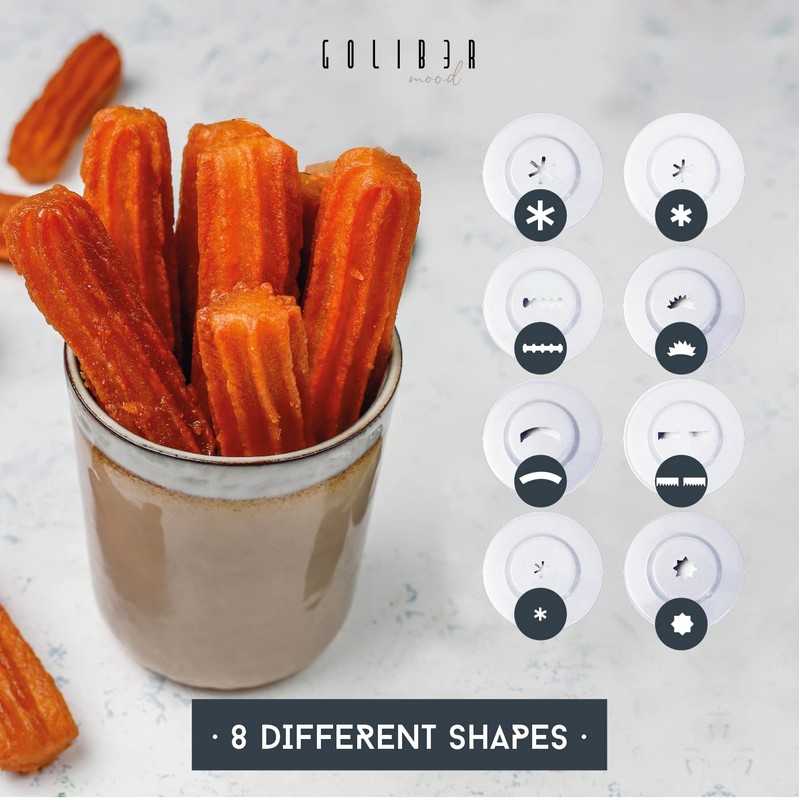 GOLIBER Churro Maker Machine - 8 Different Nozzle for Churros