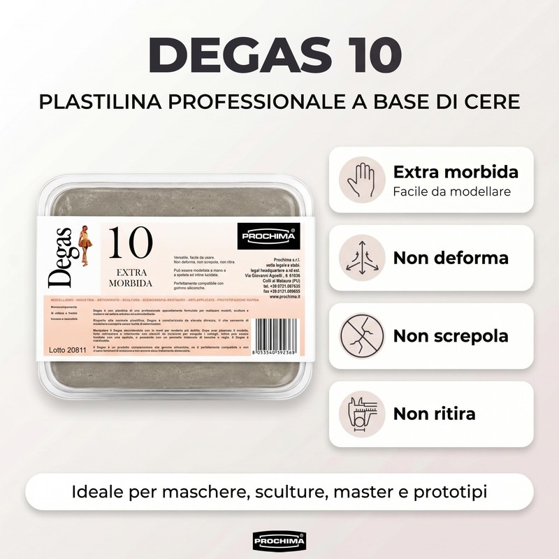PROCHIMA, Degas 10 (Extra Morbida), Plastilina di Uso Professionale a