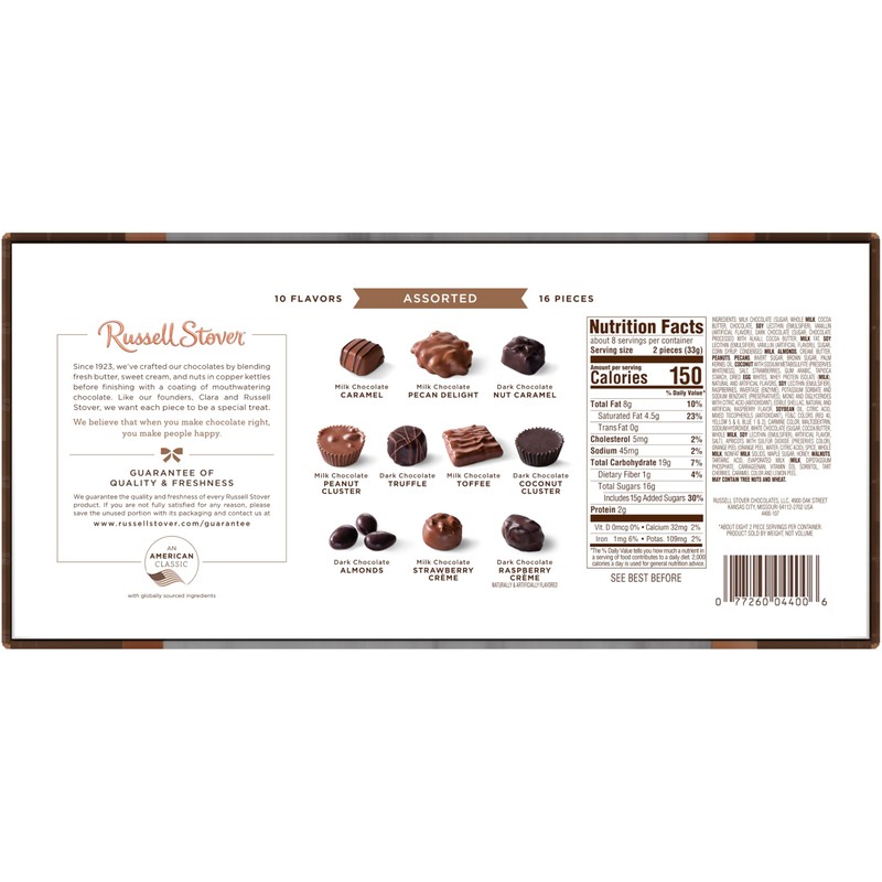 Russell Stover, Assorted Milk and Dark Chocolates, Chocolate Gift Box,