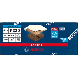 Bosch Professional 50x Expert C470 Sandpaper (for Hardwood, Paint on wood, Ø 125 mm, Grit 320, Accessories Random Orbital Sander)