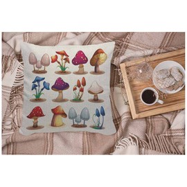 WONDERTIFY Mushroom Cushion Cover Variety Decorative Throw Pillow Covers, Sofa Pillow Case Red White Blue 45X45 Cm