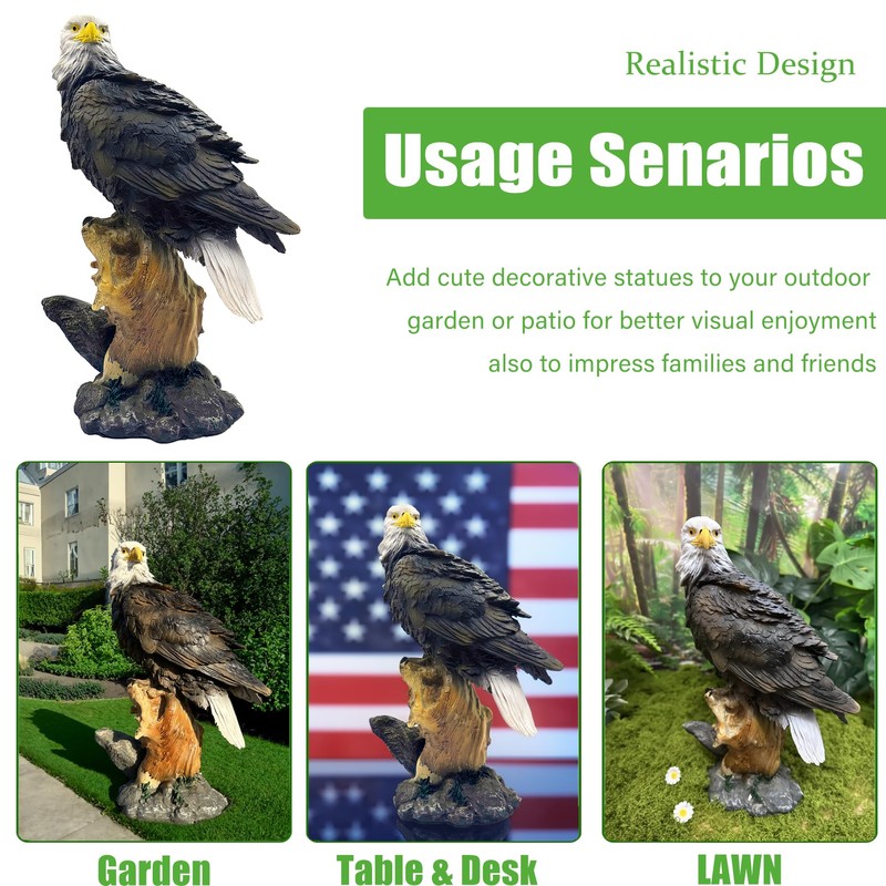 Noegrus 13.2" Real Eagle Statue, Funny Resin Bird Sculpture, Garden