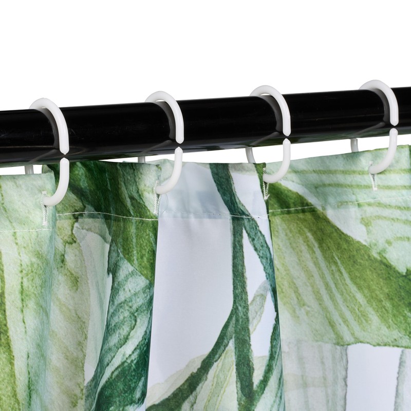 Relaxdays Shower Curtain Plants, Bathroom Curtain 180 x 200 cm,