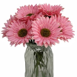DSforG 10PCS Artificial Daisy Artificial Flowers Gerbera Daisy Silk Flowers Faux Flower for Party Home Kitchen Garden Wedding Decor (Pink)