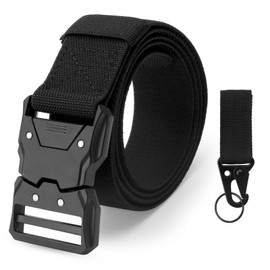 APOMOONS Quick Release Tactical Belt, Outdoor Belt Work Belt, 125 cm Long Work Belt Men with Quick Release Metal Buckle, with Hanging Nylon Buckle for Outdoor Work