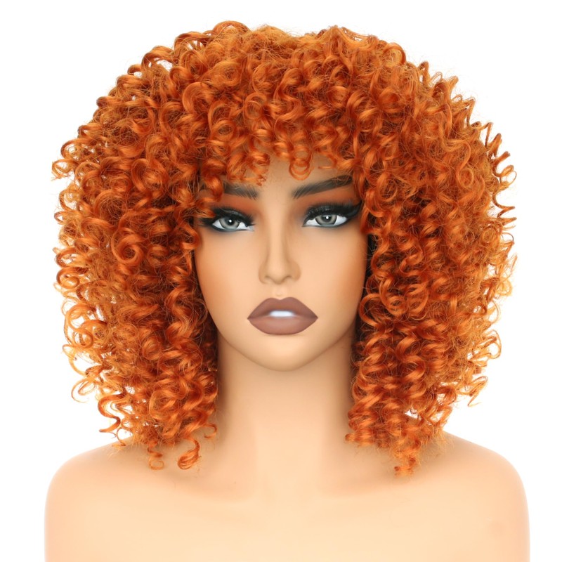 PORSMEER Pelucas Afro Rizadas De 35 Cm Para Mujer, Cortas,