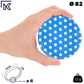 KADAX Screw Lids fi82mm x 50pcs Twist Off Lids Set Metal Replacement Mason Jar Lids with 6 Locking Teeth for Jars and Mason Jars (Blue Polka Dot,50pcs)