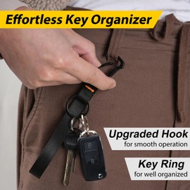 DELSWIN Wristlet Keychain Lanyards for Keys - Heavy Duty Wrist Key Lanyard with Key Rings and Carabiner, Black Key Chain for Car Keys ID Badge Wallet Card Holder - 7.5" Long (1Pack)