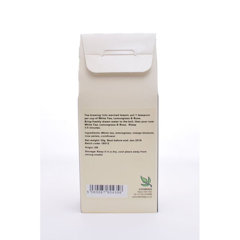 Steenbergs White Tea with Lemongrass, Rose and Orange Blossom Loose