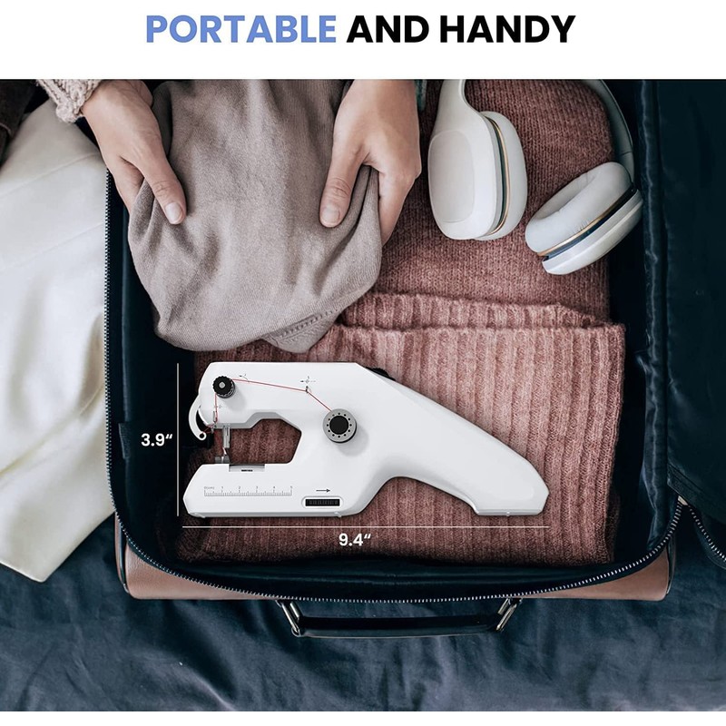 Portable Mini Electric Sewing Machine, Double Threading, Suitable for Curtains