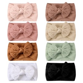 Bcxfbxd Bcxfbxd 8 Pack Baby Headbands Soft Nylon Hairbands Accessories with Bows for Newborns Infants Toddlers and Baby Girls Elastic Hairbands for Daily Wear