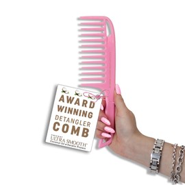 Cricket Ultra Smooth Coconut Hair Pick Comb - Infused with Coconut Oil & Keratin for Frizz-Free Shine, Volume Boost, and Gentle Detangling – Ideal for Curly, Thick, and Textured Hair - Pink