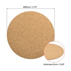 uxcell 95mm(3.74") Round Coasters 2mm Thick Cork Cup Mat Self-Adhesive Pad 50pcs