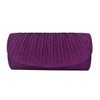 Premium Pleated Metallic Glitter Flap Clutch Evening Bag Handbag, Purple
