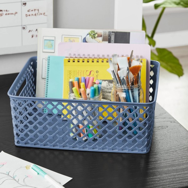 Unbranded Mainstays Medium Blue Decorative Storage Basket 14.00 x 11.60