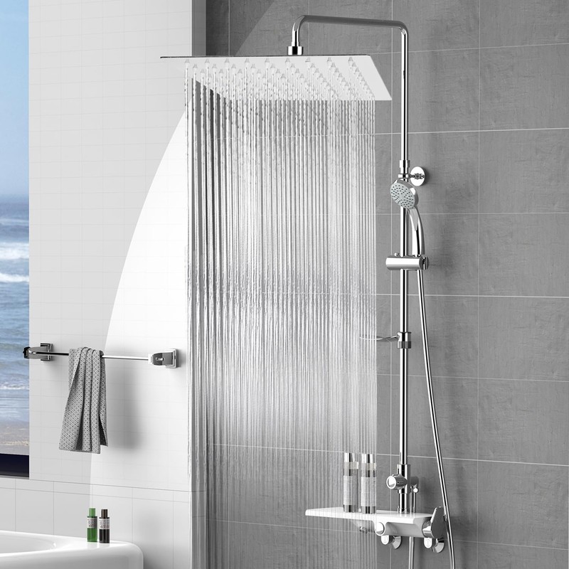 ILIKEPOW Rain Shower Head 8 inch Square Large Rainfall Overhead