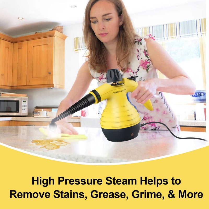 Comforday Multi-Purpose Handheld Pressurized Steam Cleaner with 9-Piece Accessories, Perfect