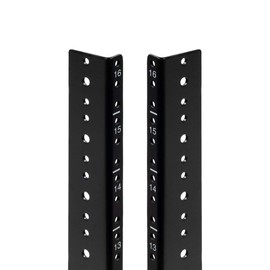 NavePoint 16U Vertical Rack Rail Pair DIY Kit with Hardware, Black
