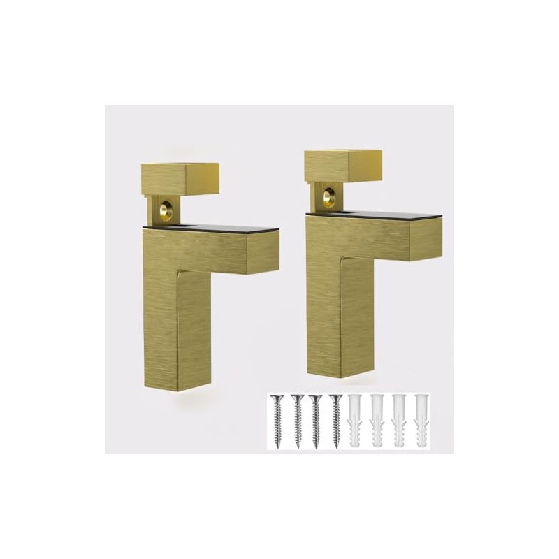 Glass Shelf Brackets , Adjustable 2PCS WoodFloating Shelf Brackets, Mounting