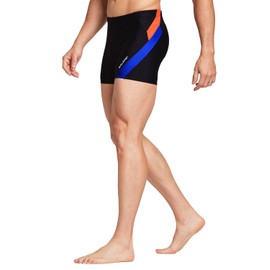 BALEAF Men's Swim Jammers Square Leg Athletic Swimsuit Racing Competition Swimwear Red/Blue XL