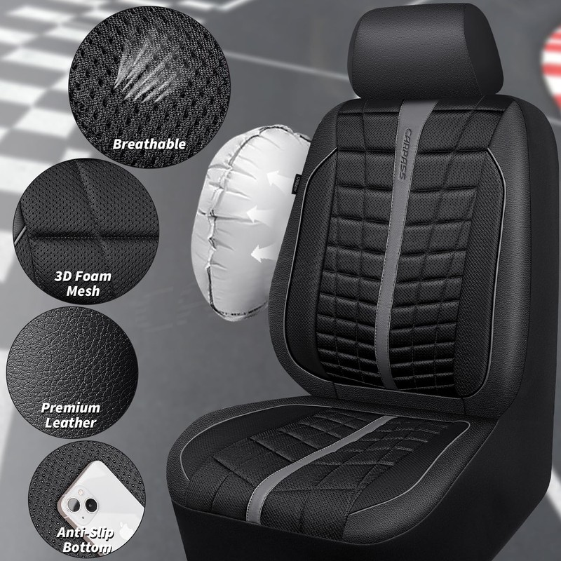 CAR PASS 3D Air Mesh Seat Covers for Car, Leather