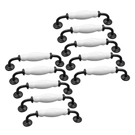 EBETA Pack of 10 White Arch Handles, Cabinet Handles, Drawer Handles, Furniture Handles, Door Knobs, Ceramic (Pech 128 mm, Pack of 10)
