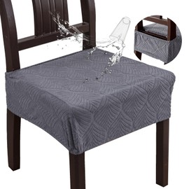 YUEANG Waterproof Stretch Seat Covers,Dining Room Chair for 6 Set Removable Washable Chair Slipcover Protectors,No Rear Covers,Dark Grey