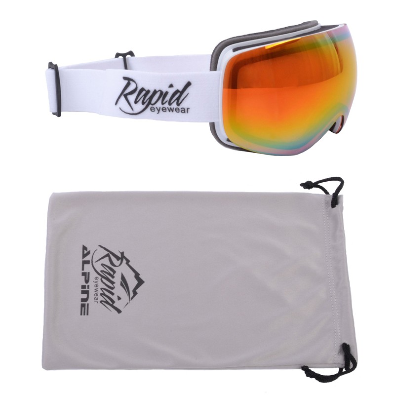 Rapid Eyewear White Snow SKI GOGGLES FOR GLASSES WEARERS With