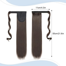 GIDWRIY Hair Extension Ponytail Hairpiece Braid 55 cm, Hair Extension Braid Straight, Fake Hair Ponytail Extension, Synthetic Ponytail Hairpiece, Hairpieces, Real Hair Braid, Long Brown/Black
