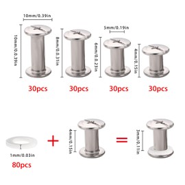 120 Set Chicago Screw Posts, Rivet Chicago Binding Screws, Metal Rivet Replacement Repair for Bags, Craft, Collar, Harness, Luggage, Purse, Dog Lead, Backpack, Belt (Black)