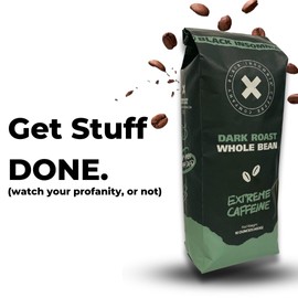 Black Insomnia Coffee Dark Roast Whole Bean - Strongest Coffee In The World - 1lb Bag