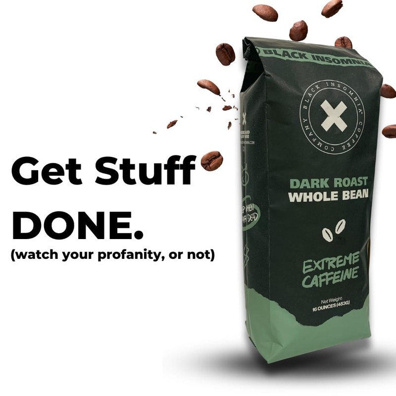 Black Insomnia Coffee Dark Roast Whole Bean - Strongest Coffee