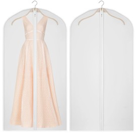 2 PCS Dress Bag Clothes Protector Bags Hanging Long Dress Bags Covers Full Zipper Dress Protector Bags Dress Bags Covers Long Clothes Covers Protector Bags(60cm×140cm)
