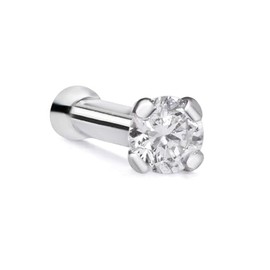 Demira Natural Diamond Studded Bone Design Nose pin in 14K White Gold (1.7MM Diamond), 1.7MM Diamond, White Gold, diamond