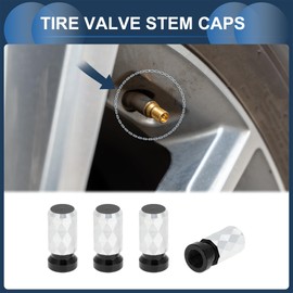 INFINAUTO Tire Valve Stem Caps 7x24mm for Car Truck Motorbike Bicycle Tyre Valve Dust Covers Aluminum Alloy Black Decorative