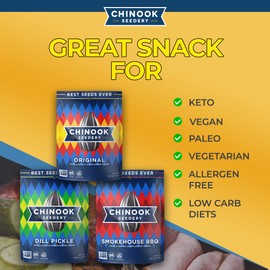 Chinook Seedery Roasted Sunflower Seeds - Jumbo Seeds Keto Snacks - Best For Snack Packs - Gluten Free, Non GMO Snack Food Gifts - 4 Ounce (Pack of 3) - Lawnmower Variety Pack