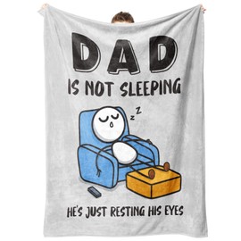 Funny Dad Gifts from Daughter Son Wife, Birthday Gifts for Dads, Dad is Not Sleeping Blanket, Super Soft Throws Blanket for Napping, 60" x 50"