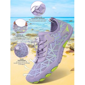 Zapatos de Agua para Hombres y Mujer, Zapatos para Deporte Acuáticos，Secado Rápido para Surf, Natación, Playa, Buceo, Paseos en Bote, Surfear con Orificios de Drenaje
